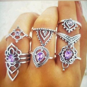 Bohemian amethyst Crystal midi knuckle rings